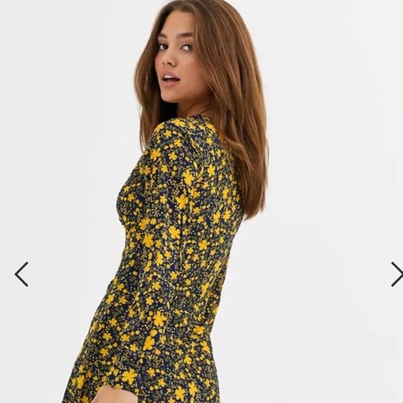 ASOS Mini Blue and Yellow Floral Tea Dress (NWT) - Picture 2 of 3